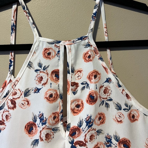 Paper Crane Off-White with Rust/Peach/Blue Floral Print Cami Top - Picture 10 of 12